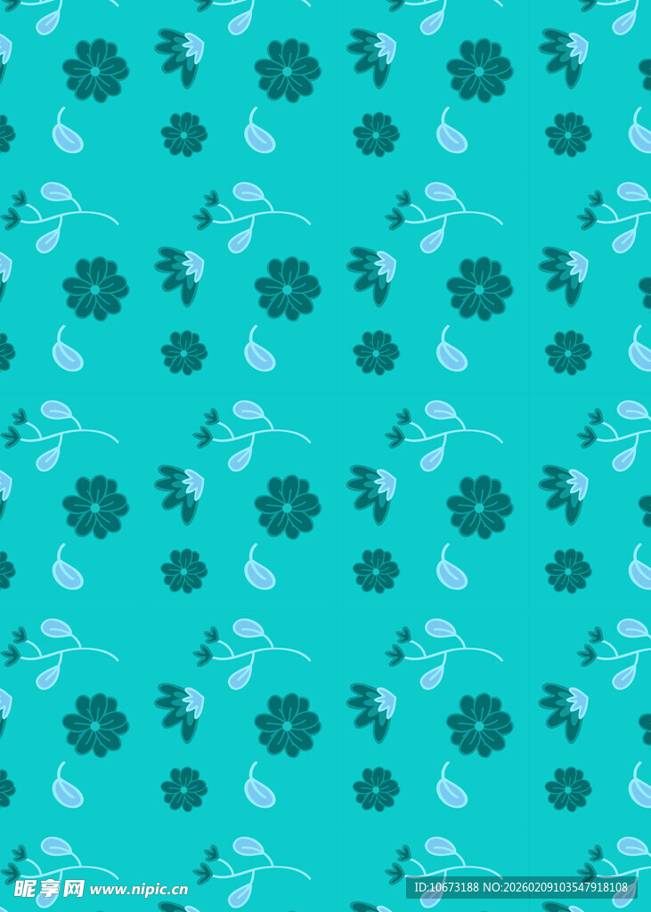 蓝绿色花卉图案背景