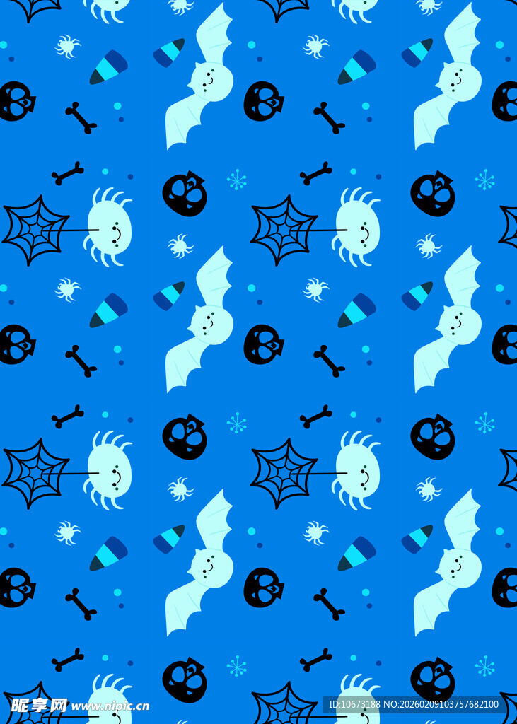 蓝色万圣节主题图案设计