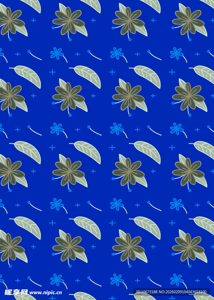 蓝色底金色花卉图案纹理