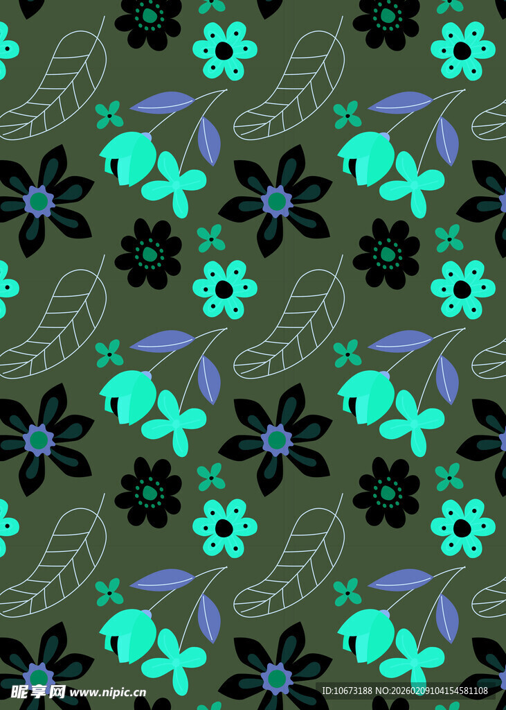 花卉绿叶图案背景纹理