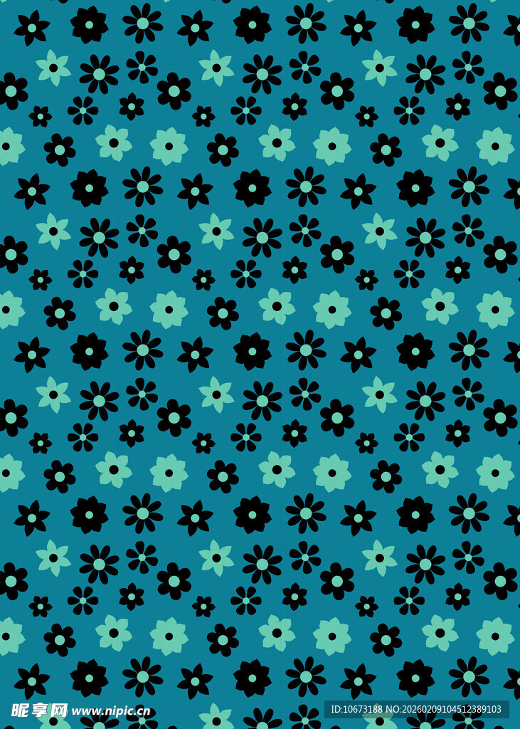 蓝底黑环花纹图案