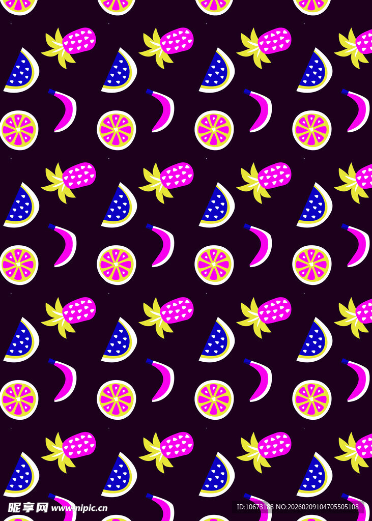 梦幻星月水果图案背景