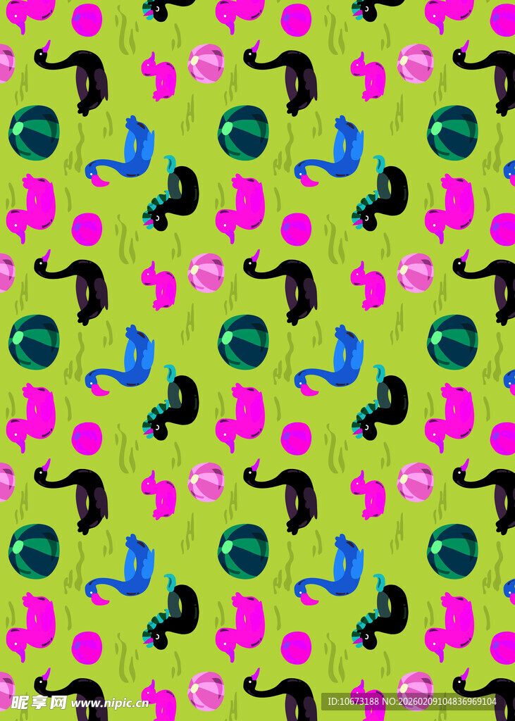 多彩动物花卉图案背景