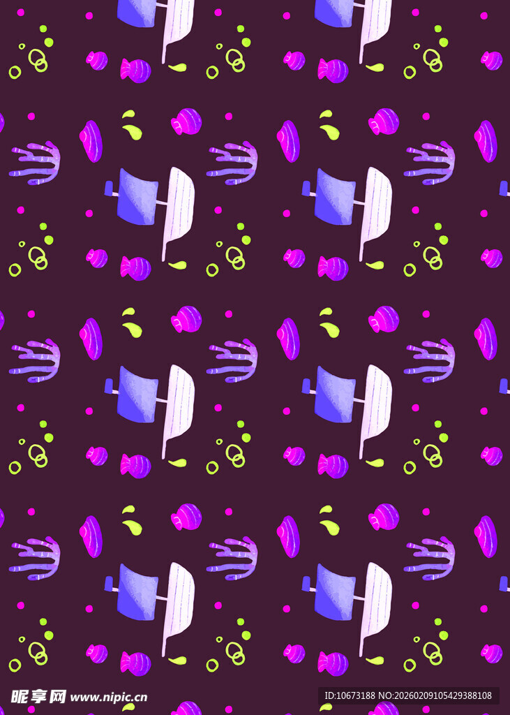 紫色花卉图案无缝背景