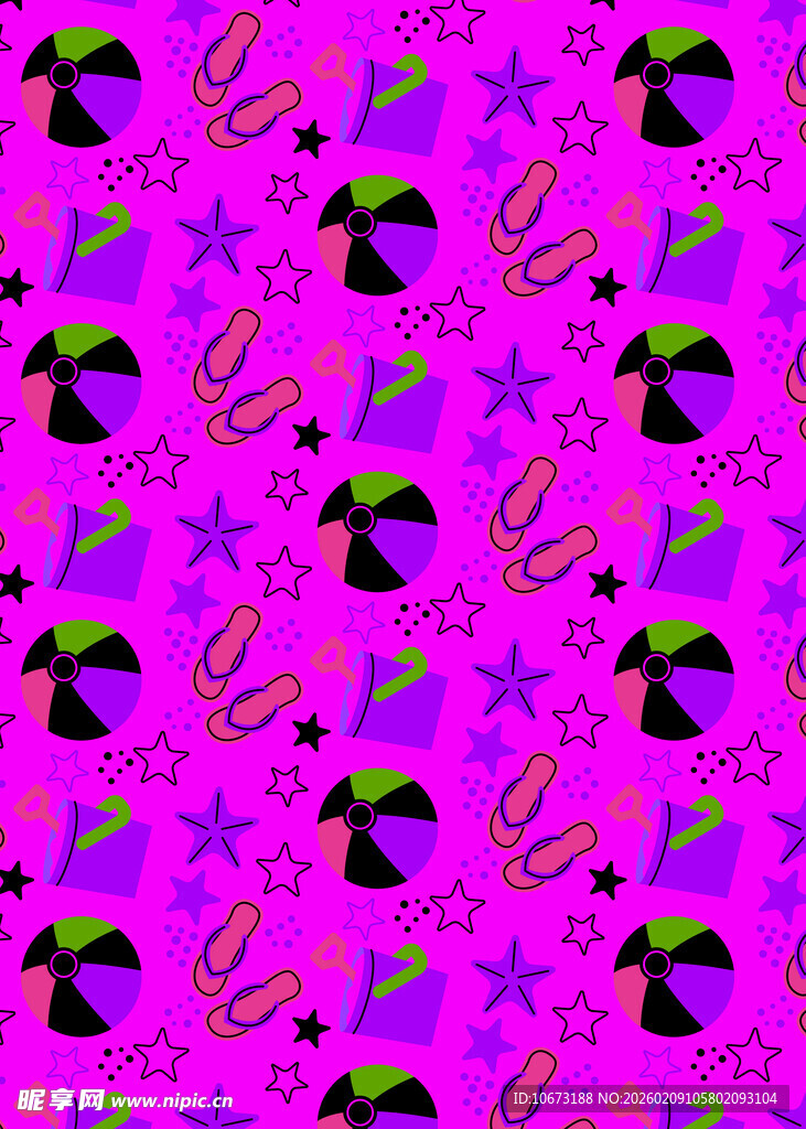 紫色背景热带风情图案