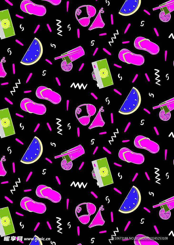 多彩奇幻饮品水果图案背景