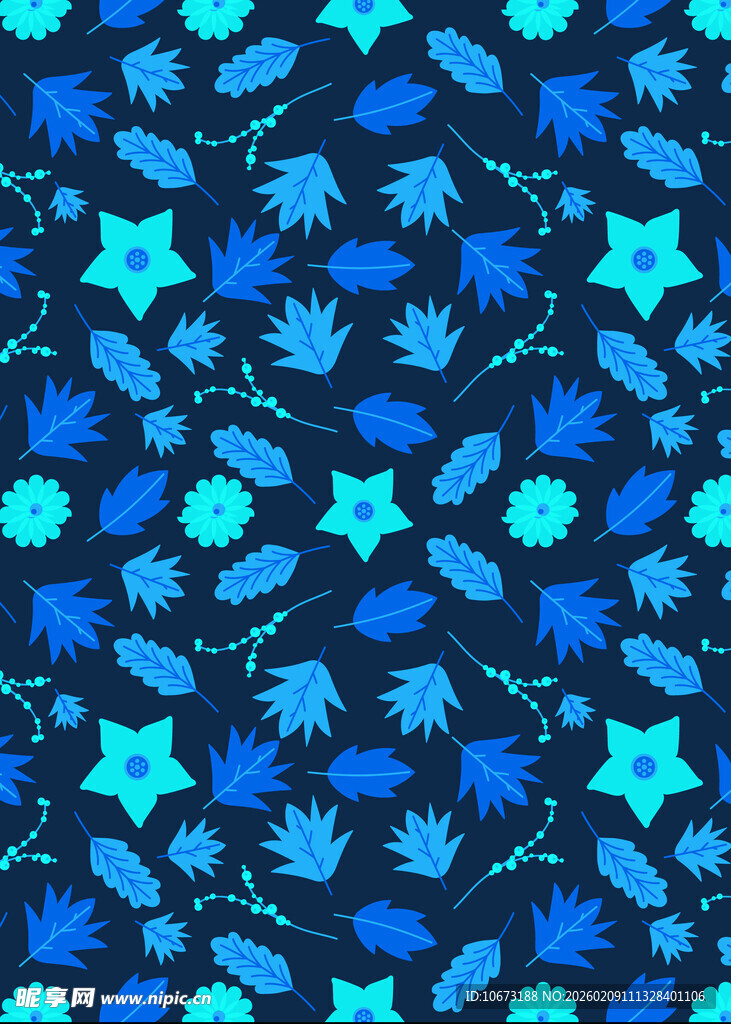 蓝色星星枫叶图案背景