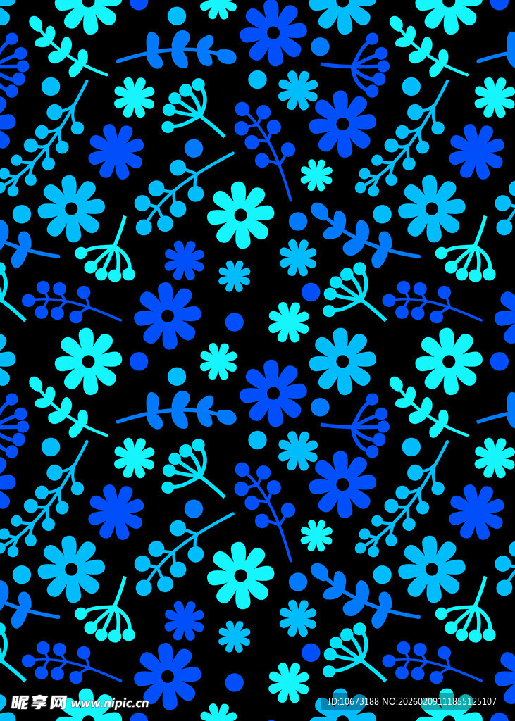 蓝色花卉图案背景