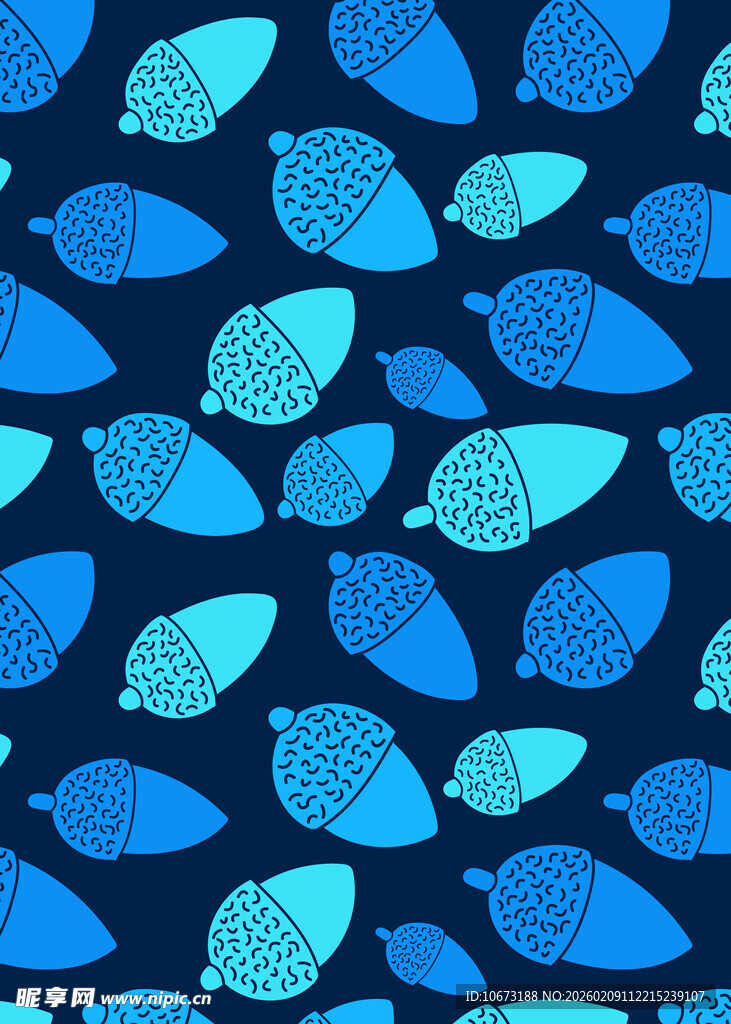 蓝色松果图案无缝背景图