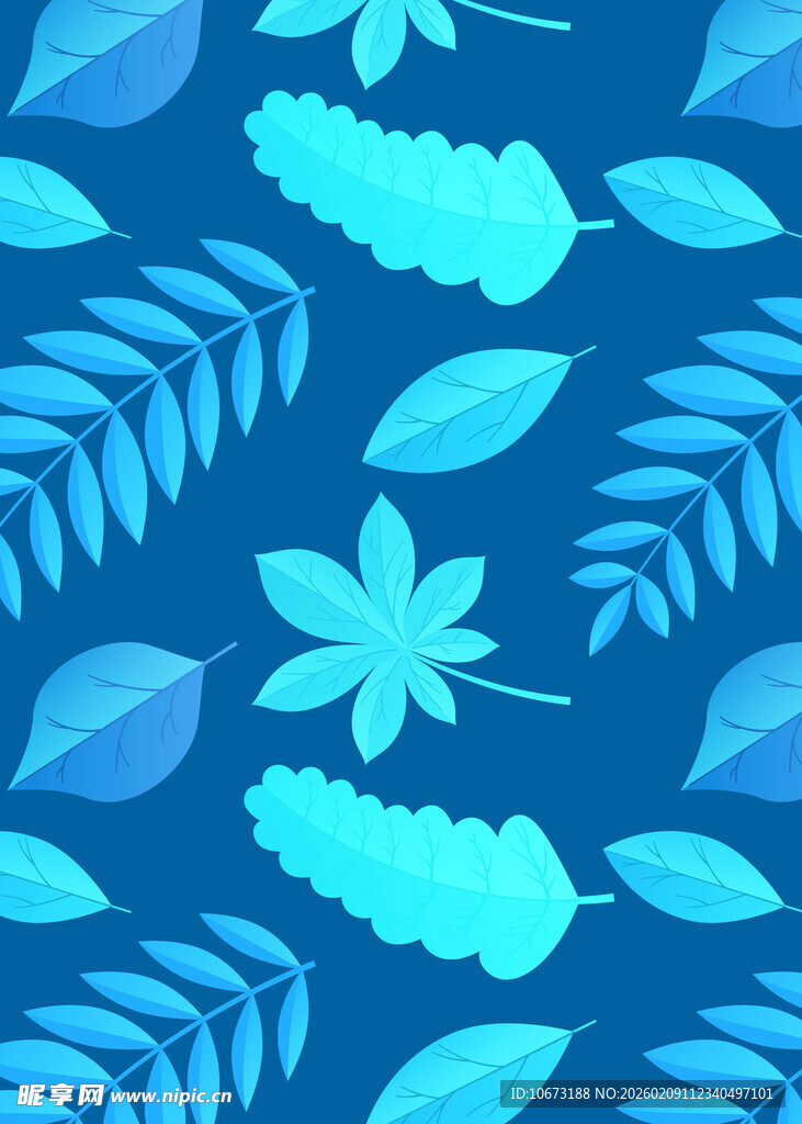 蓝色植物图案背景纹理