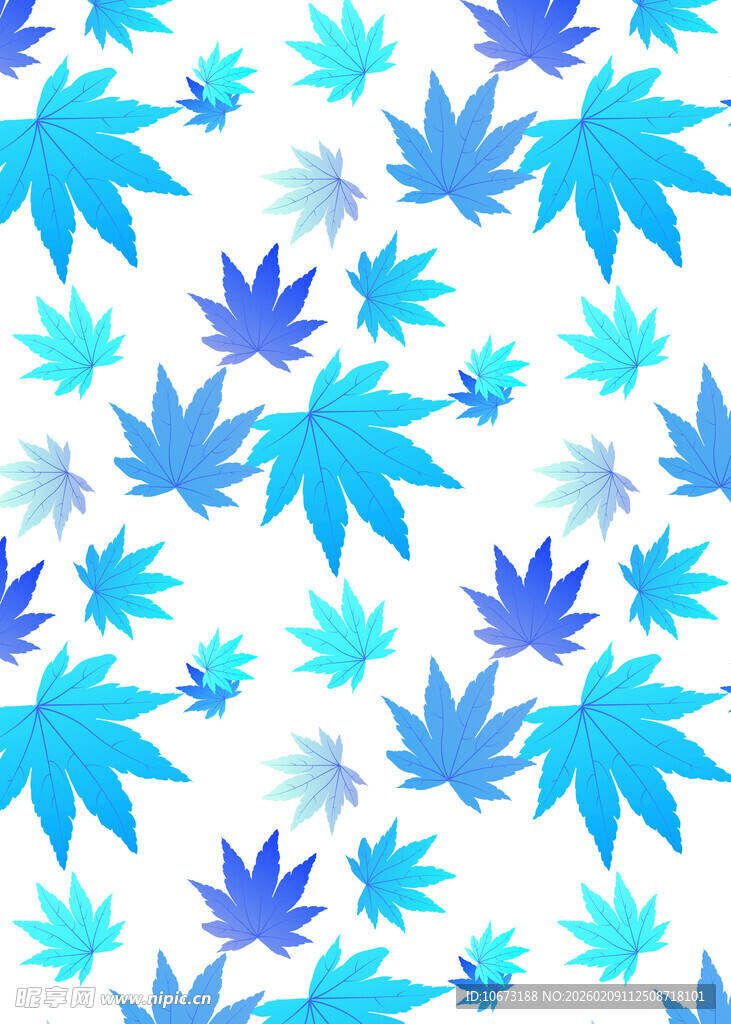 蓝白枫叶图案背景