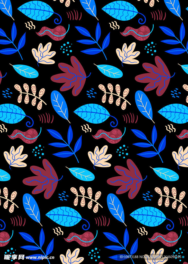 多彩花卉叶子图案背景