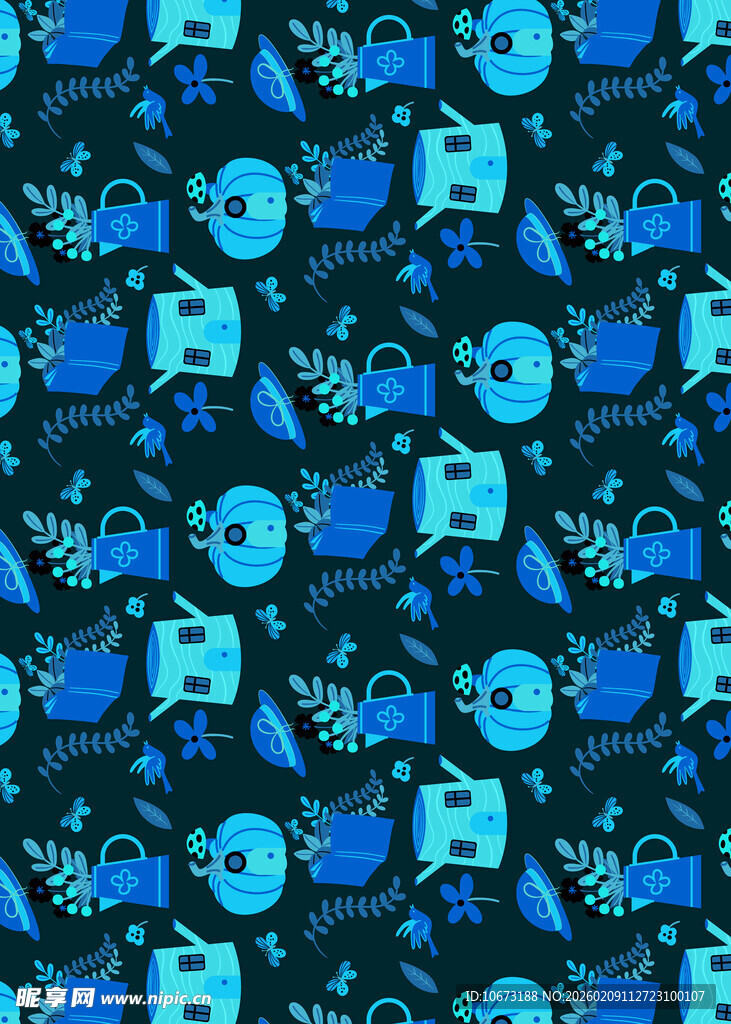 蓝色机器人图案背景纹理