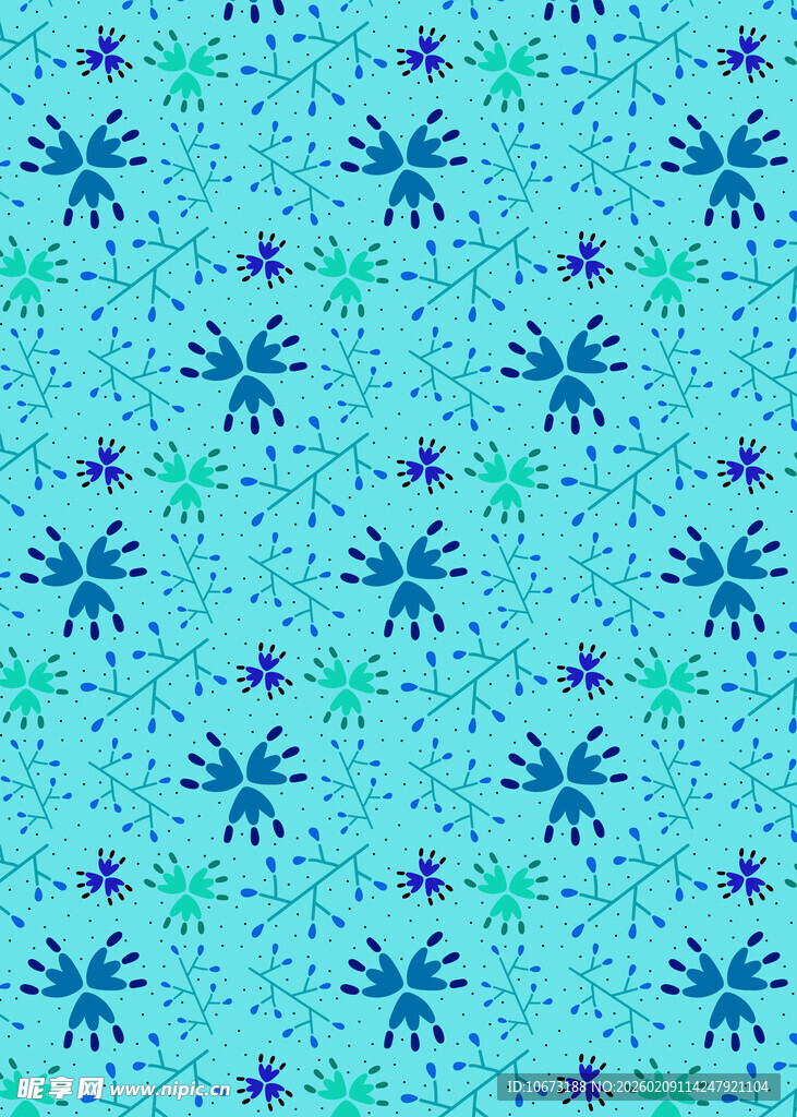 蓝绿雪花图案背景纹理