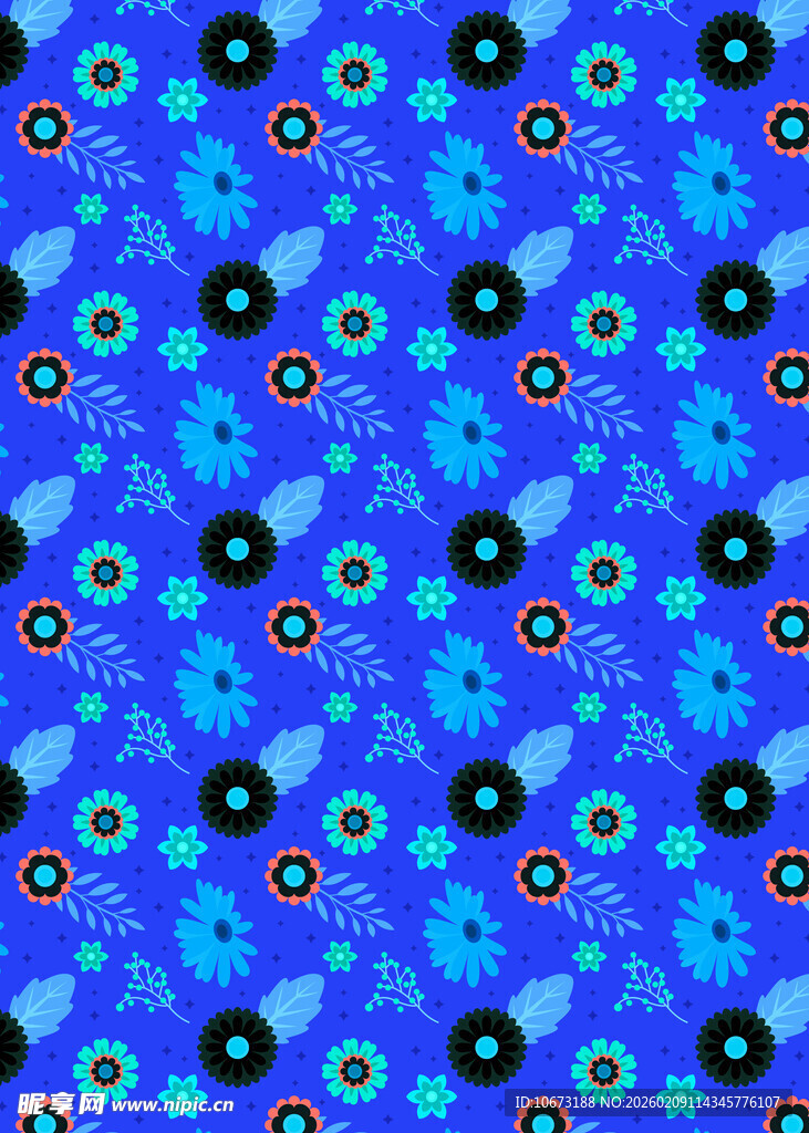 蓝色抽象花朵图案背景