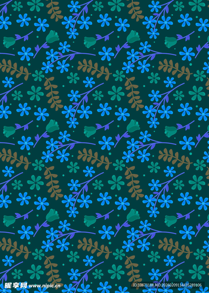 蓝绿交织的花卉图案纹理