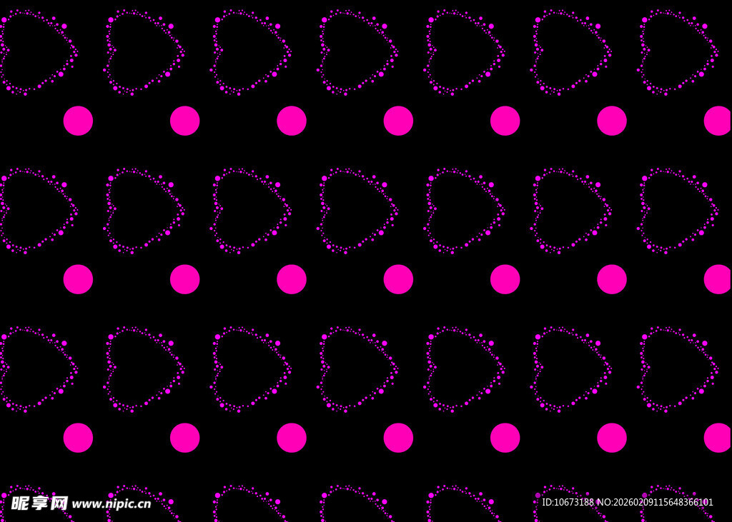 粉色圆点黑色背景图案