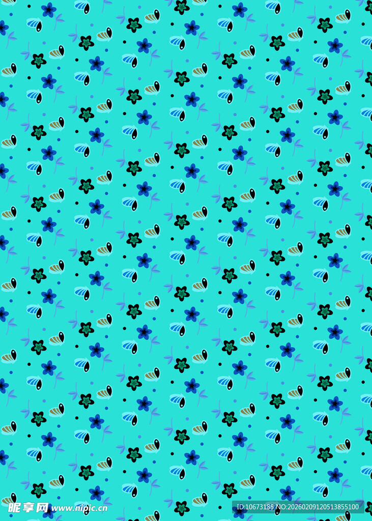 蓝底多彩点状图案背景