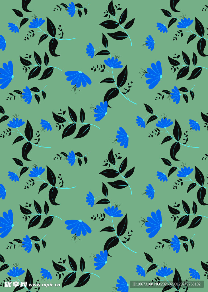 蓝绿相间树叶图案背景