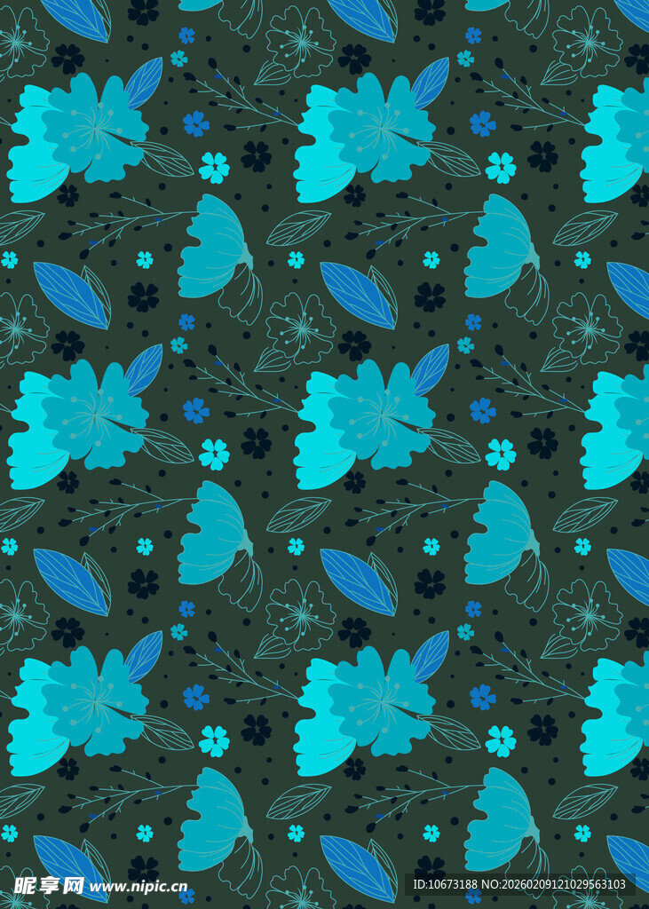 蓝绿色树叶图案背景