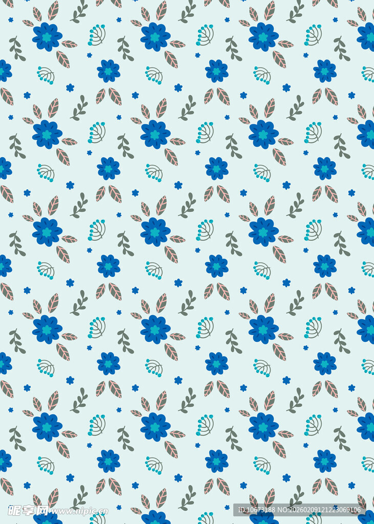 蓝白花卉图案背景
