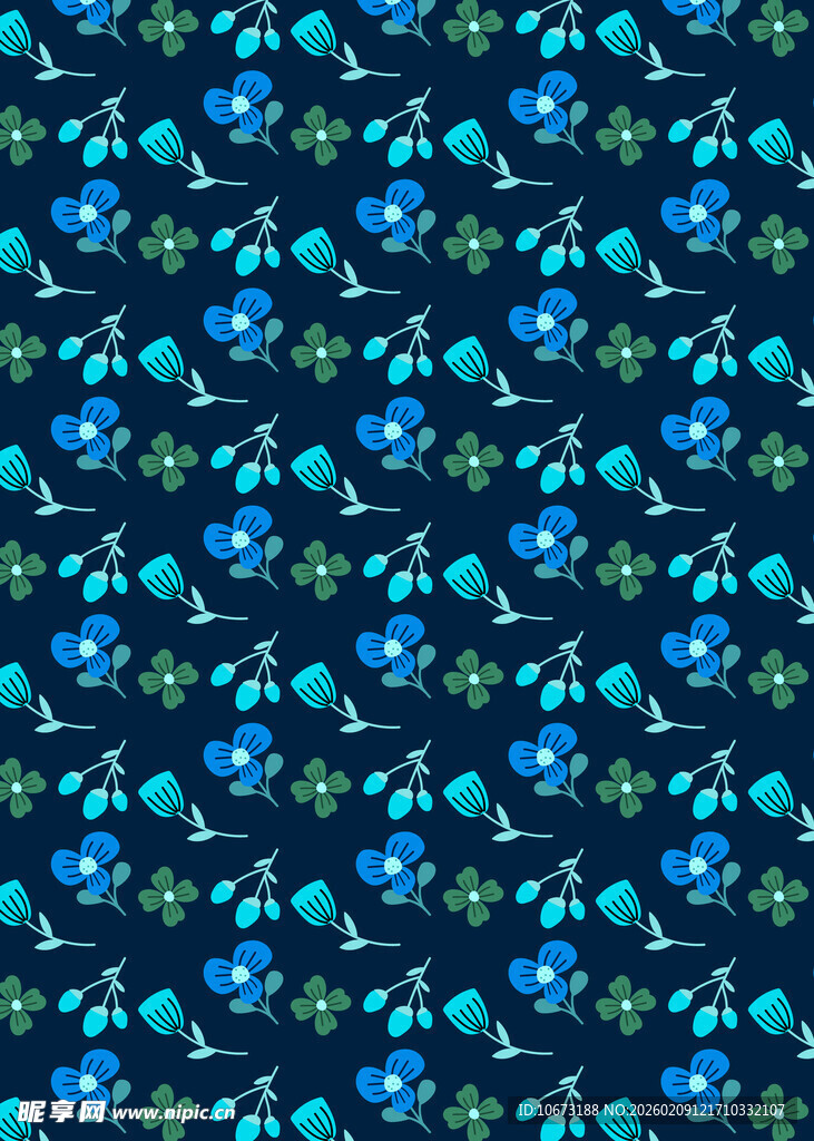 蓝色花卉图案背景