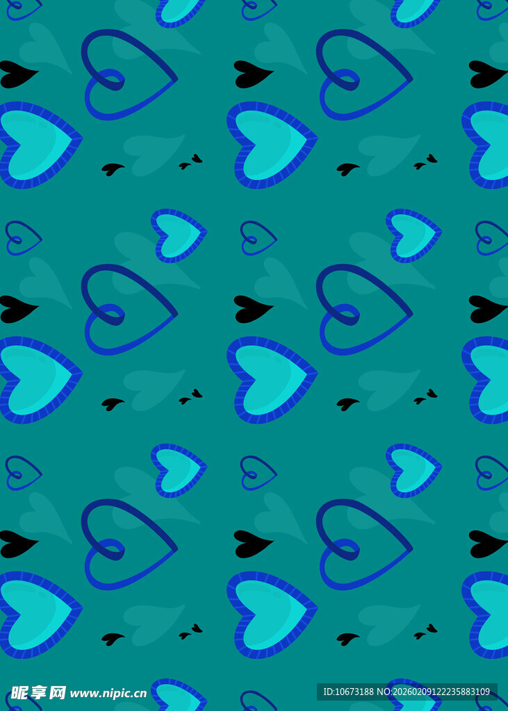 蓝绿爱心图案背景纹理