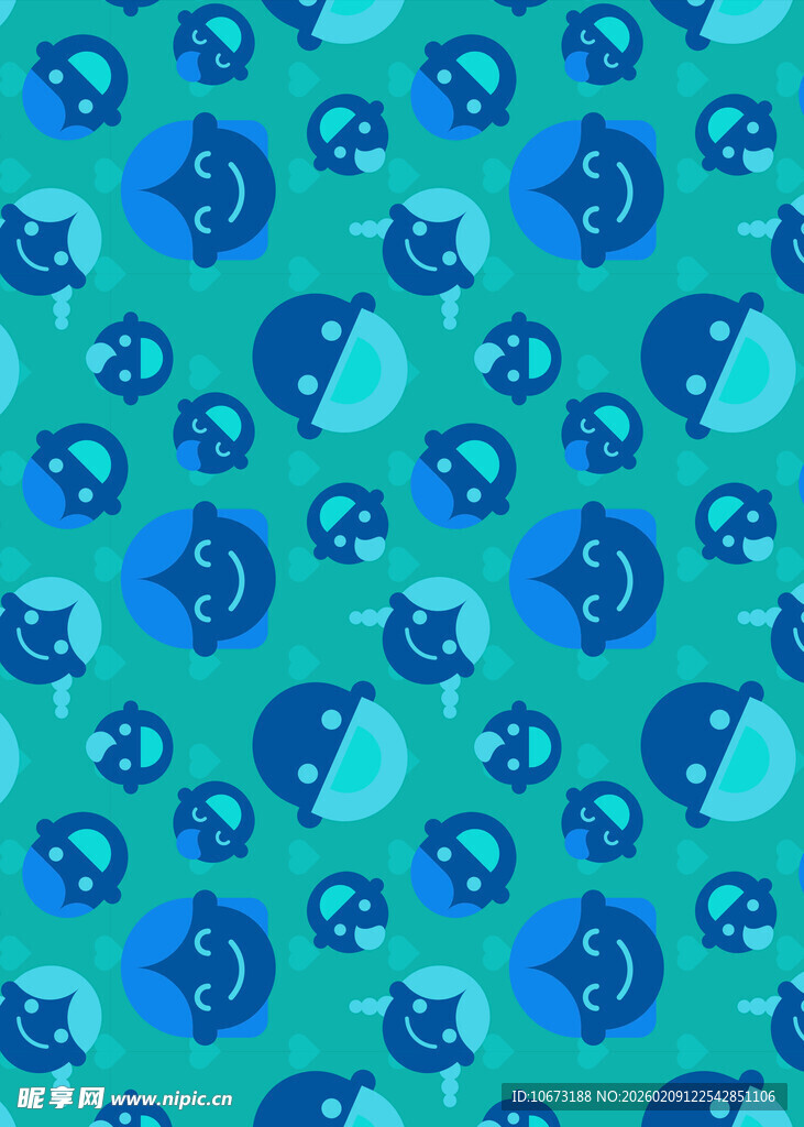 蓝绿海洋生物图案背景