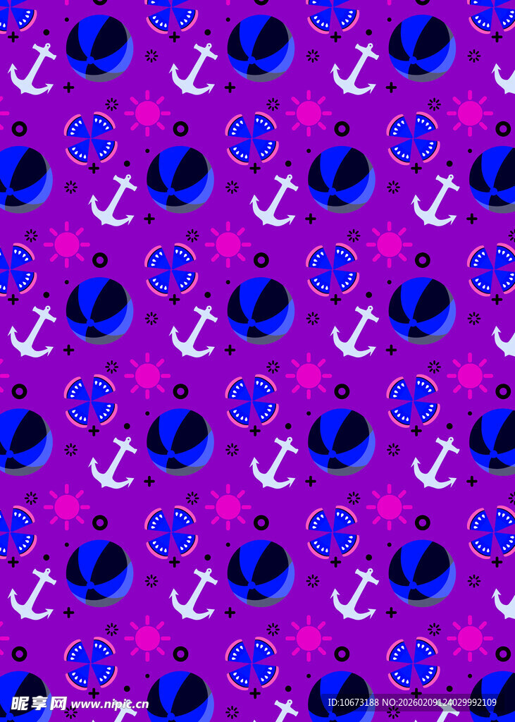 紫色海洋元素图案背景