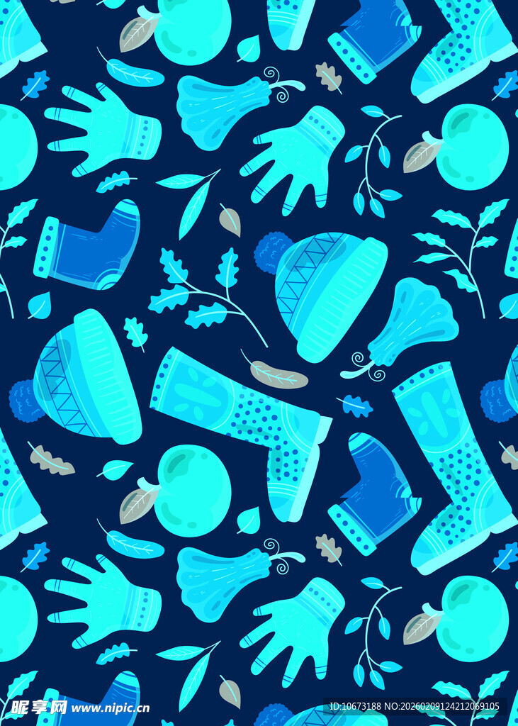 蓝色手绘风环保元素图案