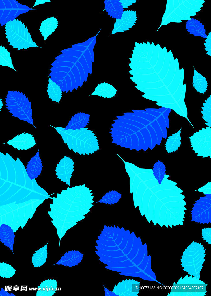 蓝黑抽象叶片图案背景