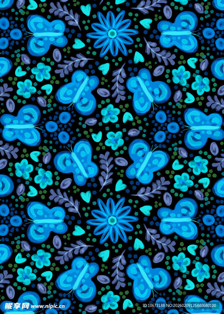 蓝色抽象花卉图案纹理