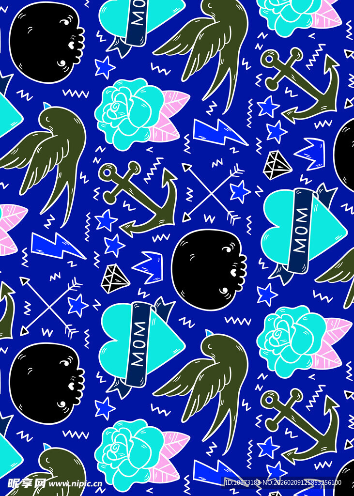 海洋元素几何图案背景