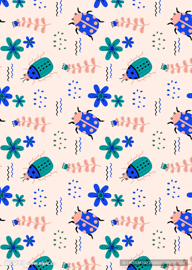 蓝白花卉图案无缝背景