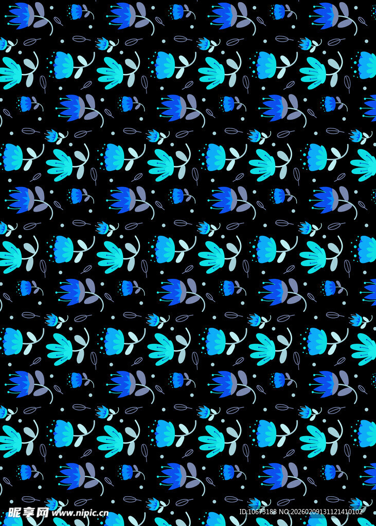 蓝绿图案构成的黑色背景纹理