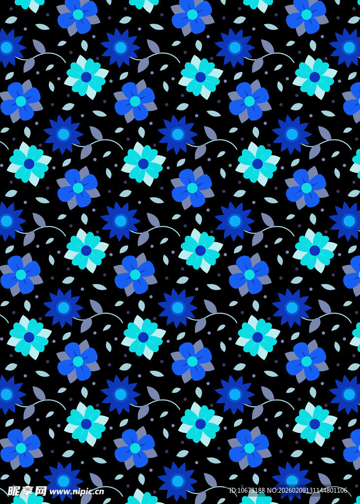 蓝色花朵图案背景纹理