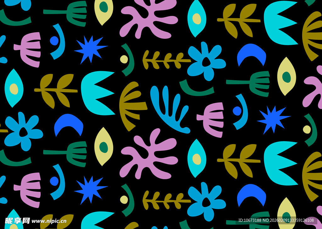 多彩几何花卉图案背景