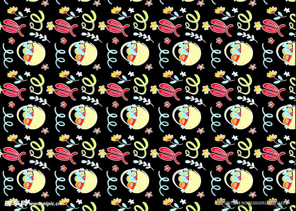 复古风花卉动物图案背景