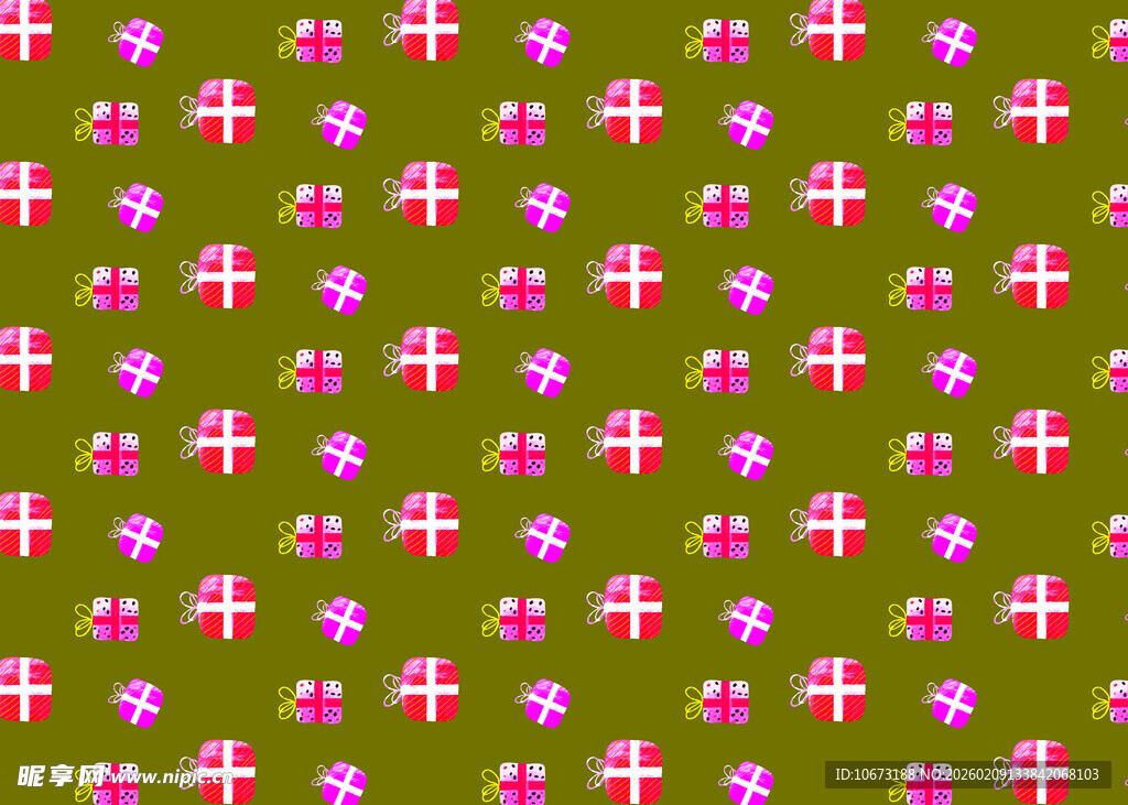 绿色底粉色十字图案背景