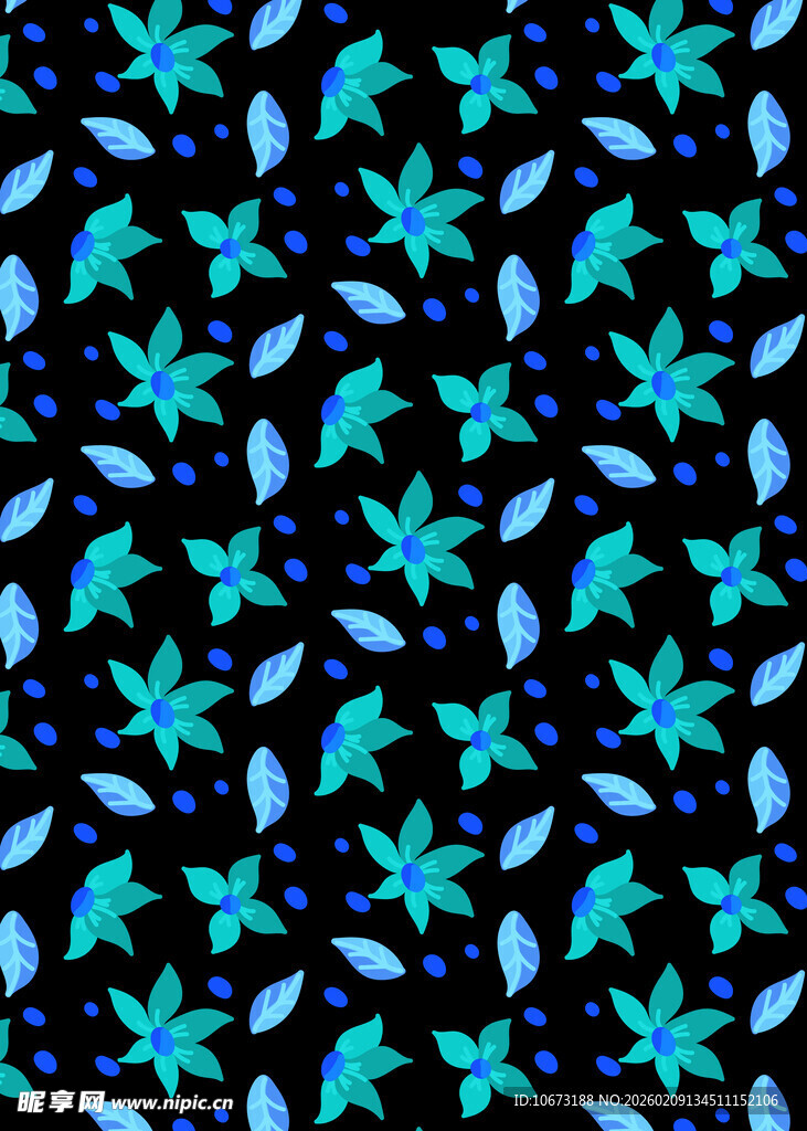 蓝绿花卉图案背景设计