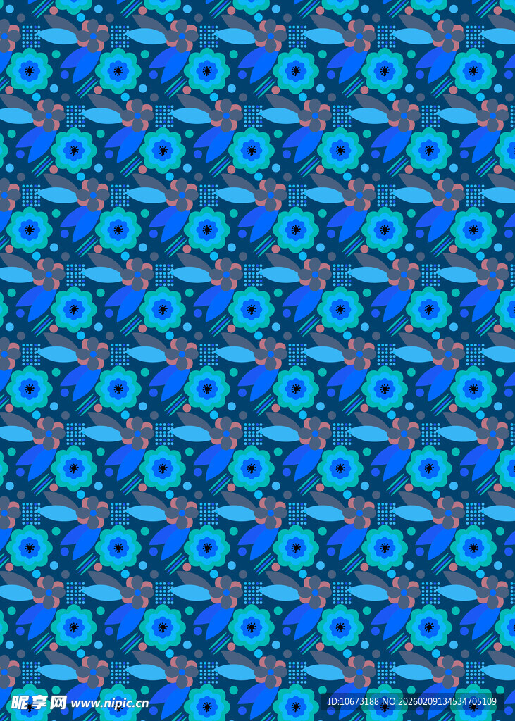 蓝色花卉图案背景纹理