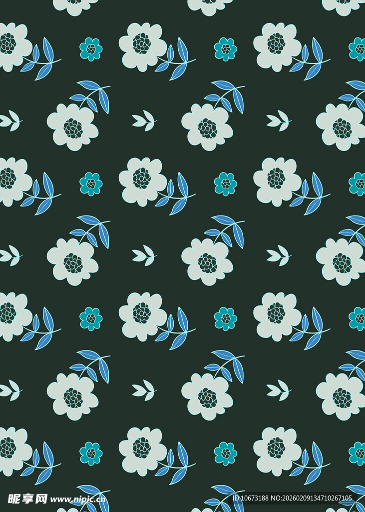 蓝白花卉图案无缝背景