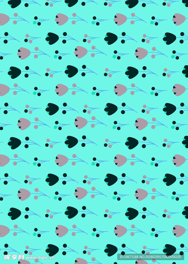 蓝底花卉波点图案背景