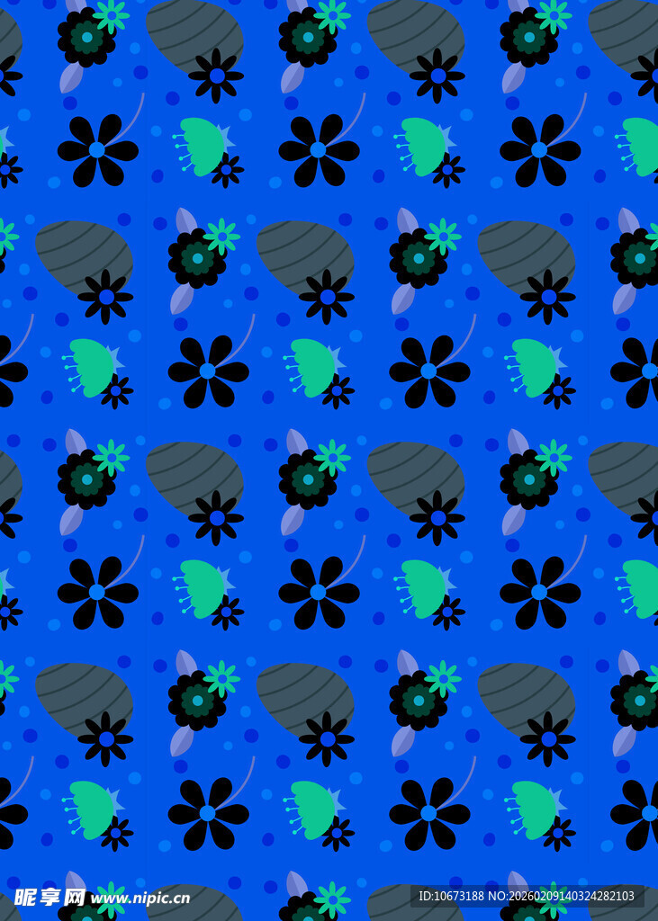 蓝色花卉图案背景纹理