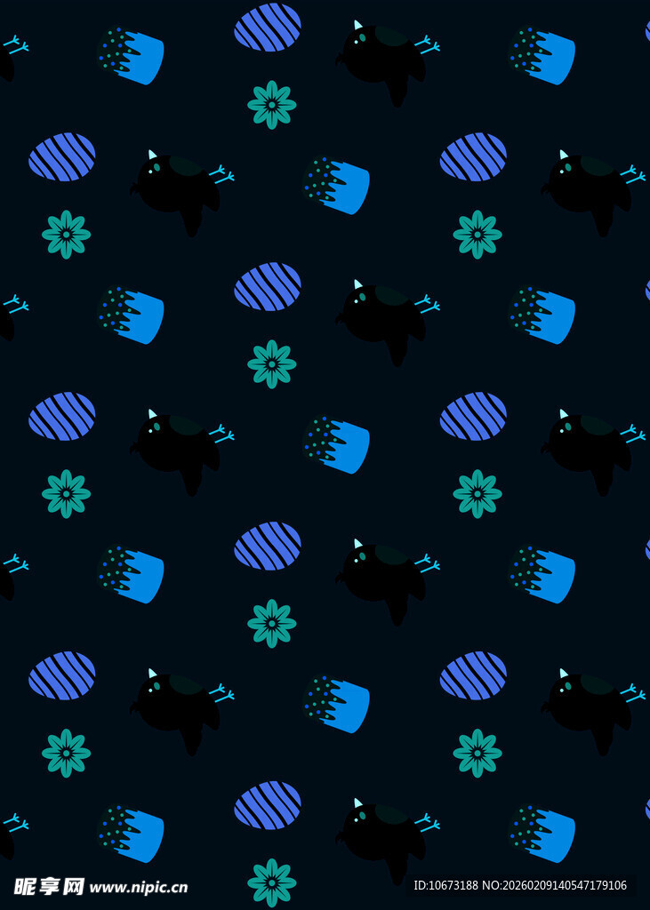 蓝色背景的多彩图案