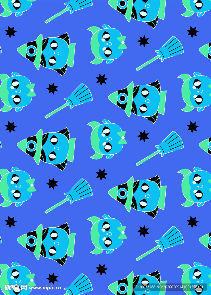 蓝色卡通图案无缝背景