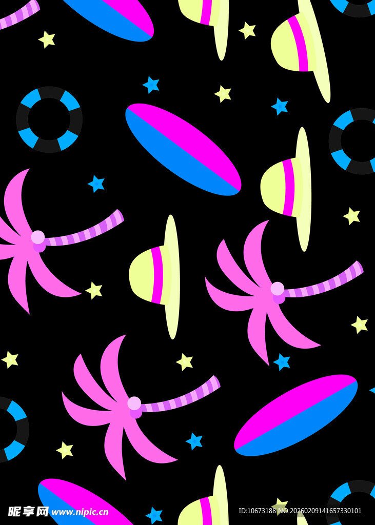 梦幻星空风多彩图案元素