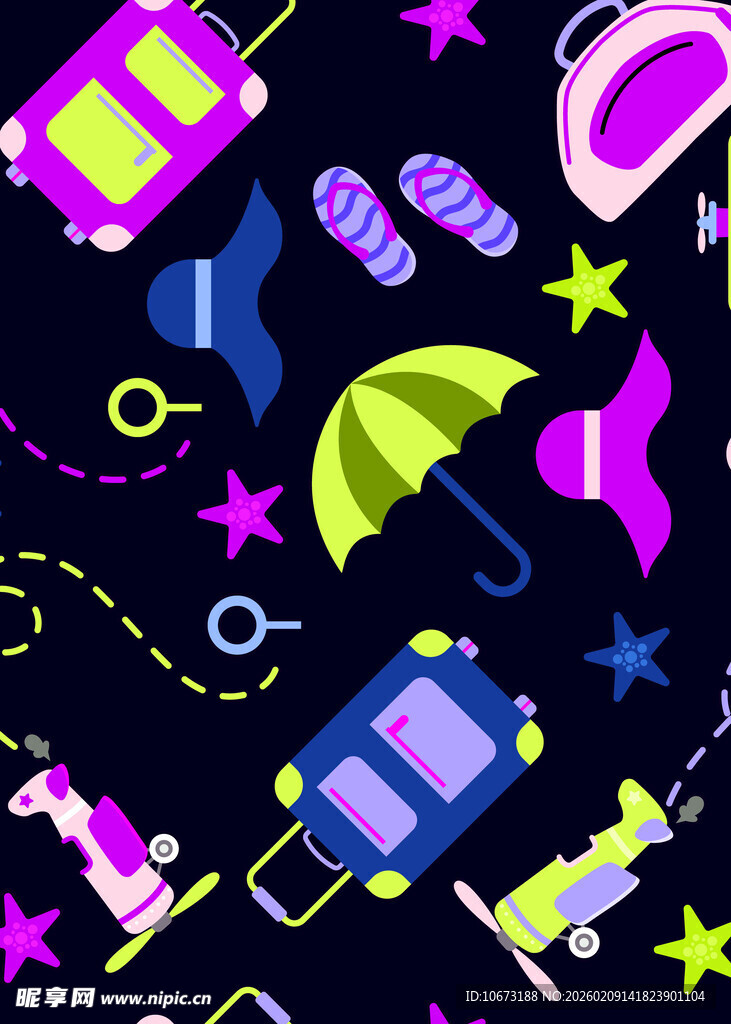 缤纷旅行元素图案设计