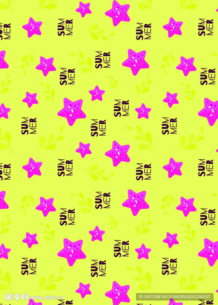 黄色背景上的紫色星星图案