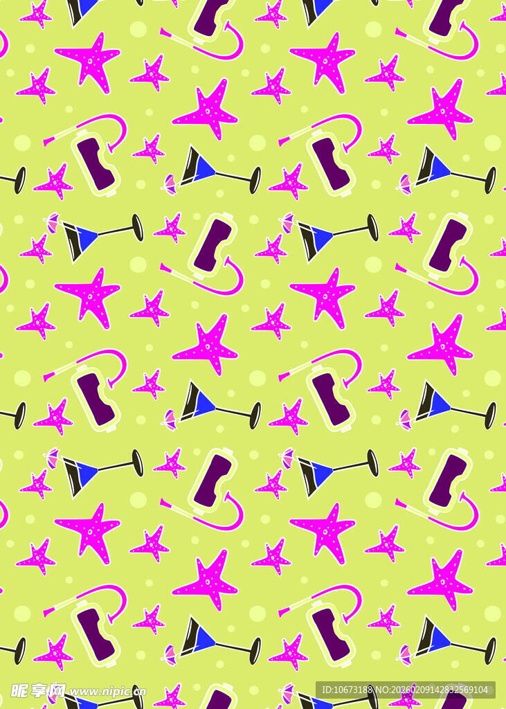 星星喇叭图案的多彩背景